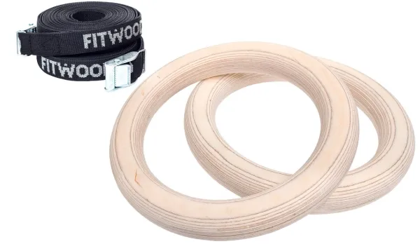 FitWood ULPU MINI Gym Rings 28mm - Wooden Surface / Black Strap