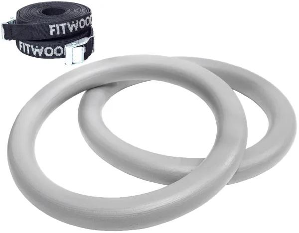 FitWood ULPU MINI Gym Rings 28mm - Grey Surface / Black Strap
