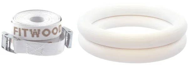 FitWood ULPU Gymnastics Rings 28mm - White Surface / White Strap