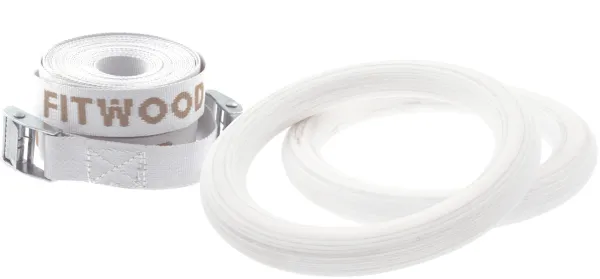 FitWood ULPU MINI Gym Rings 28mm - White Surface / White Strap