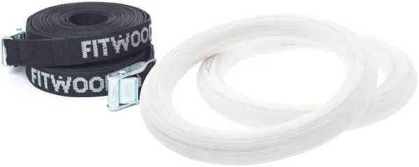 FitWood ULPU MINI Gym Rings 28mm - White Surface / Black Strap