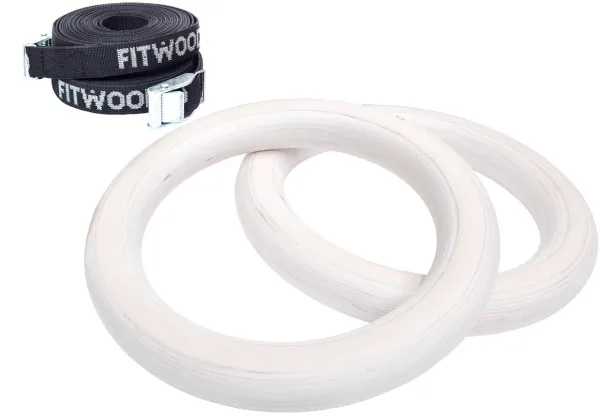 FitWood ULPU MINI Gymnastics Rings 25mm - Glazing Surface / Black Strap
