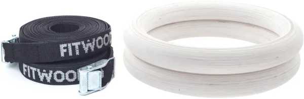 FitWood ULPU Gymnastics Rings 28mm - Glazing Surface / Black Strap