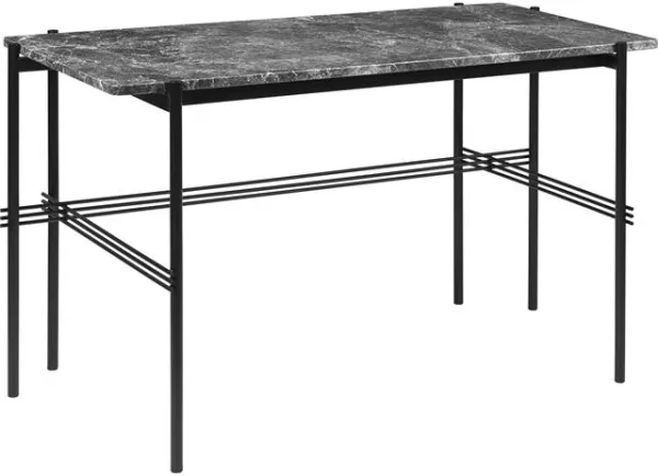 GUBI TS Desk 120 x 60 cm with Black Base and Grey Emperador Marble Top